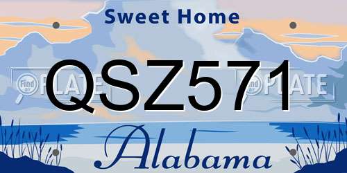 QSZ571 Alabama License Plate