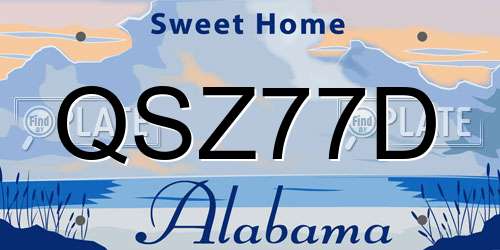 QSZ77D Alabama License Plate