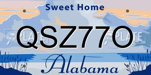 QSZ77O Alabama License Plate