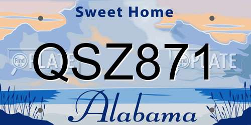 QSZ871 Alabama License Plate