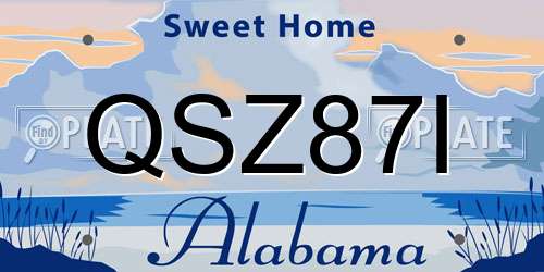 QSZ87I Alabama License Plate