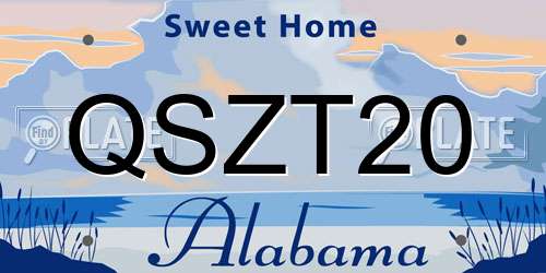 QSZT20 Alabama License Plate