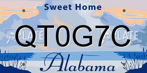 QT0G7C Alabama License Plate
