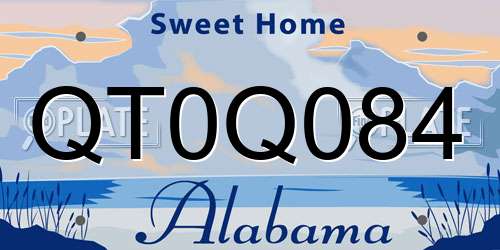 QT0Q084 Alabama License Plate