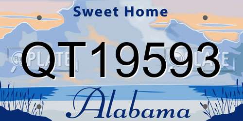 QT19593 Alabama License Plate