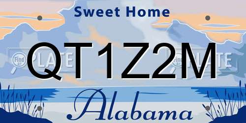 QT1Z2M Alabama License Plate