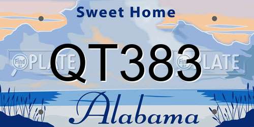 QT383 Alabama License Plate