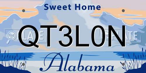 QT3L0N Alabama License Plate