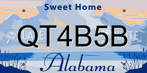 QT4B5B Alabama License Plate
