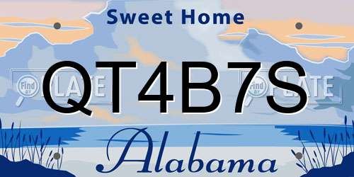QT4B7S Alabama License Plate