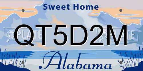 QT5D2M Alabama License Plate