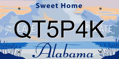 QT5P4K Alabama License Plate