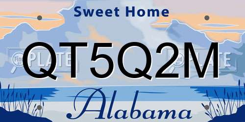 QT5Q2M Alabama License Plate