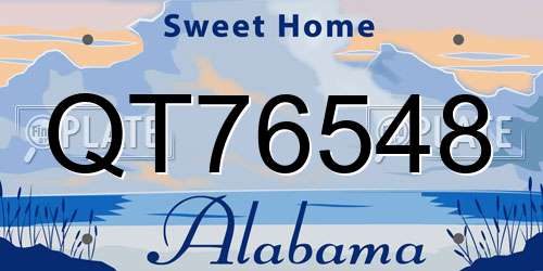 QT76548 Alabama License Plate