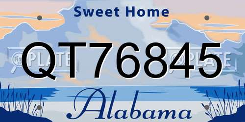 QT76845 Alabama License Plate