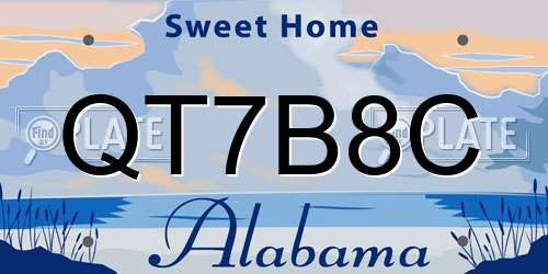 QT7B8C Alabama License Plate