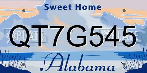 QT7G545 Alabama License Plate