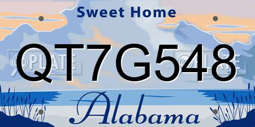 QT7G548 Alabama License Plate