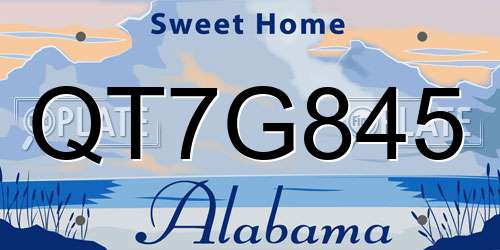 QT7G845 Alabama License Plate