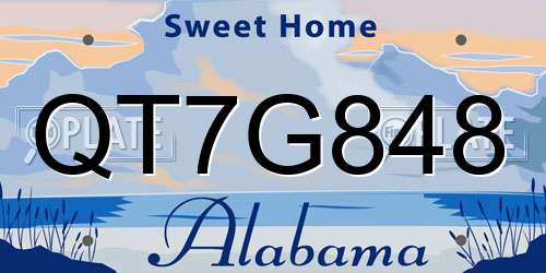 QT7G848 Alabama License Plate