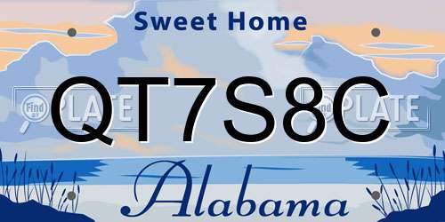 QT7S8C Alabama License Plate