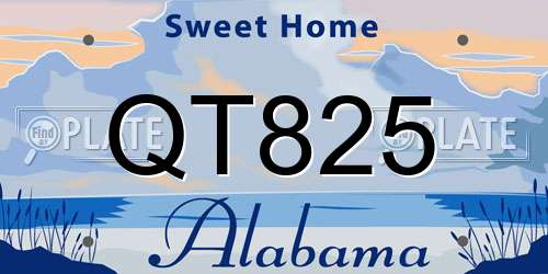 QT825 Alabama License Plate