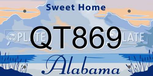 QT869 Alabama License Plate