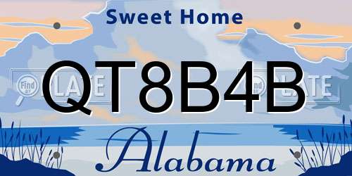 QT8B4B Alabama License Plate