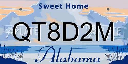 QT8D2M Alabama License Plate