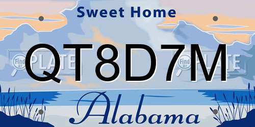 QT8D7M Alabama License Plate