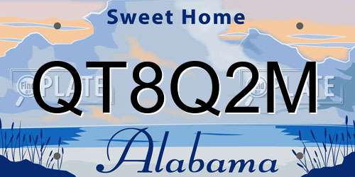 QT8Q2M Alabama License Plate