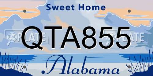 QTA855 Alabama License Plate