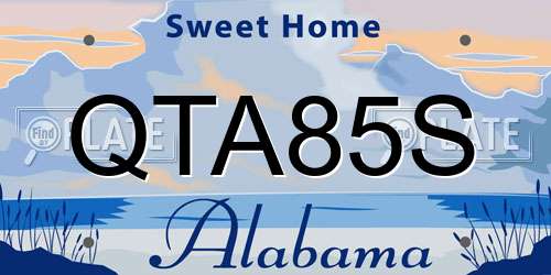 QTA85S Alabama License Plate