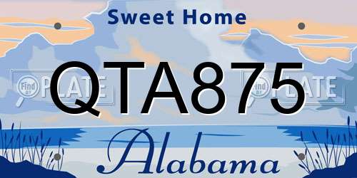 QTA875 Alabama License Plate
