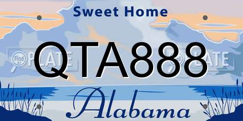 QTA888 Alabama License Plate