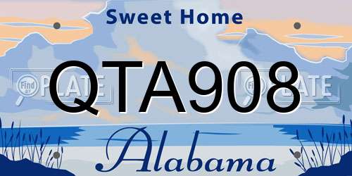 QTA908 Alabama License Plate