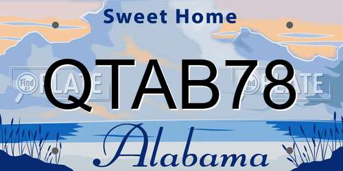 QTAB78 Alabama License Plate