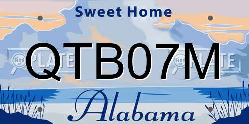 QTB07M Alabama License Plate