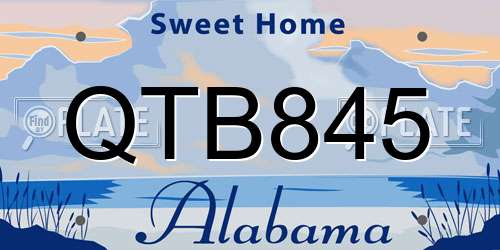 QTB845 Alabama License Plate