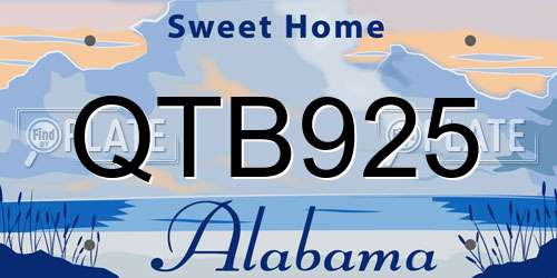 QTB925 Alabama License Plate