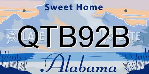 QTB92B Alabama License Plate