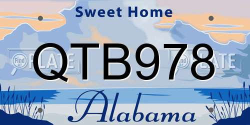 QTB978 Alabama License Plate