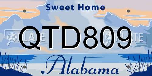 QTD809 Alabama License Plate