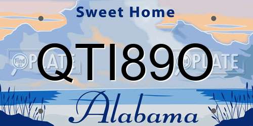 QTI89O Alabama License Plate