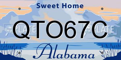 QTO67C Alabama License Plate