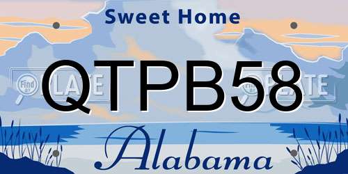 QTPB58 Alabama License Plate