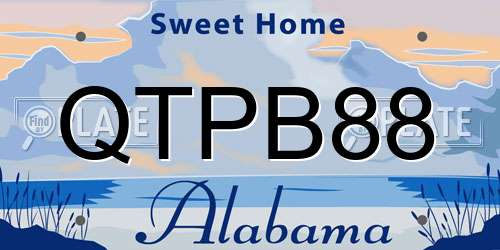 QTPB88 Alabama License Plate