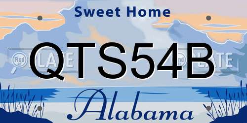 QTS54B Alabama License Plate