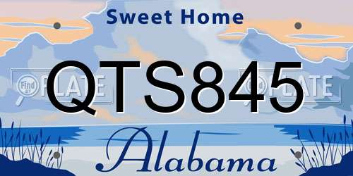 QTS845 Alabama License Plate
