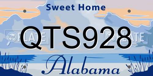 QTS928 Alabama License Plate